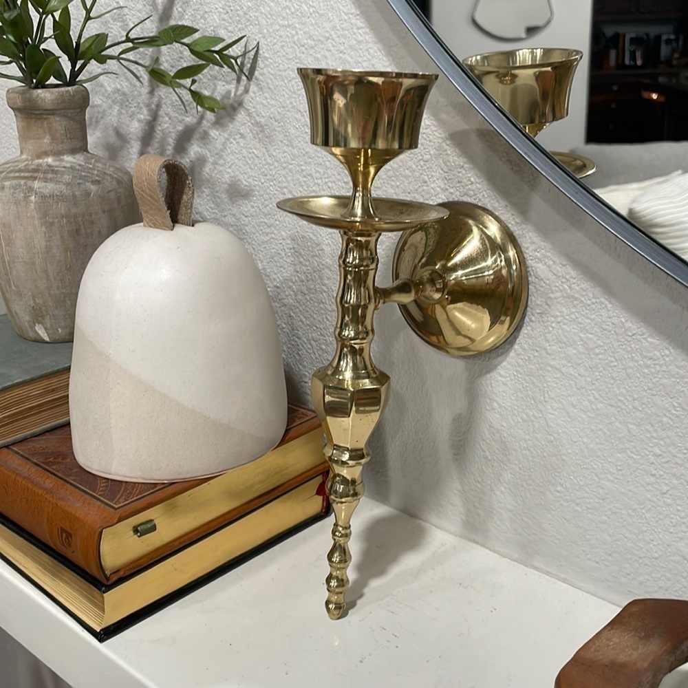 Vintage‎ Brass Wall Sconce Candle Holder